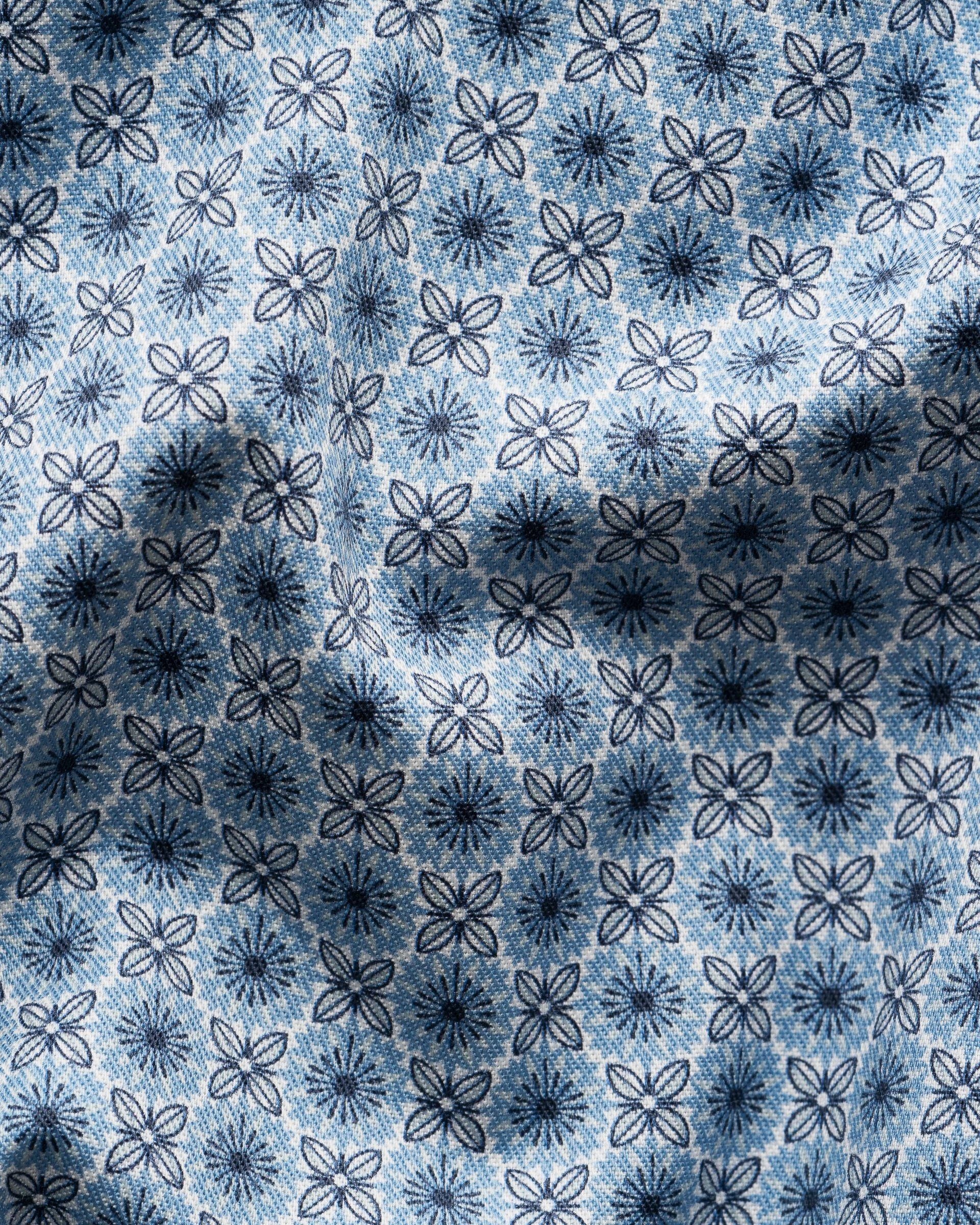 Micro Floral Print Shirt, Contemp, Mid Blue