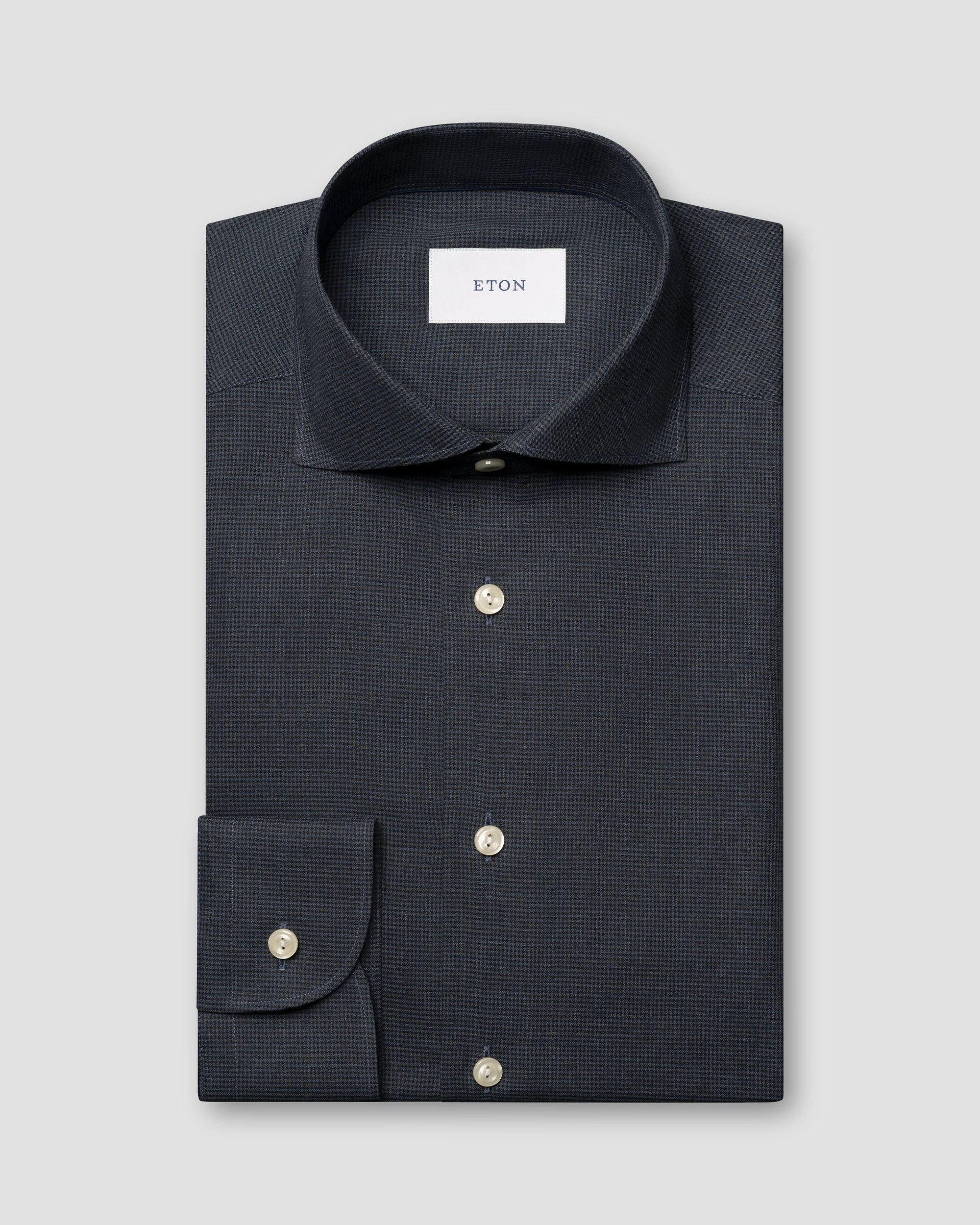 Micro Check Signature Flannel, Contemp, Dark Blue