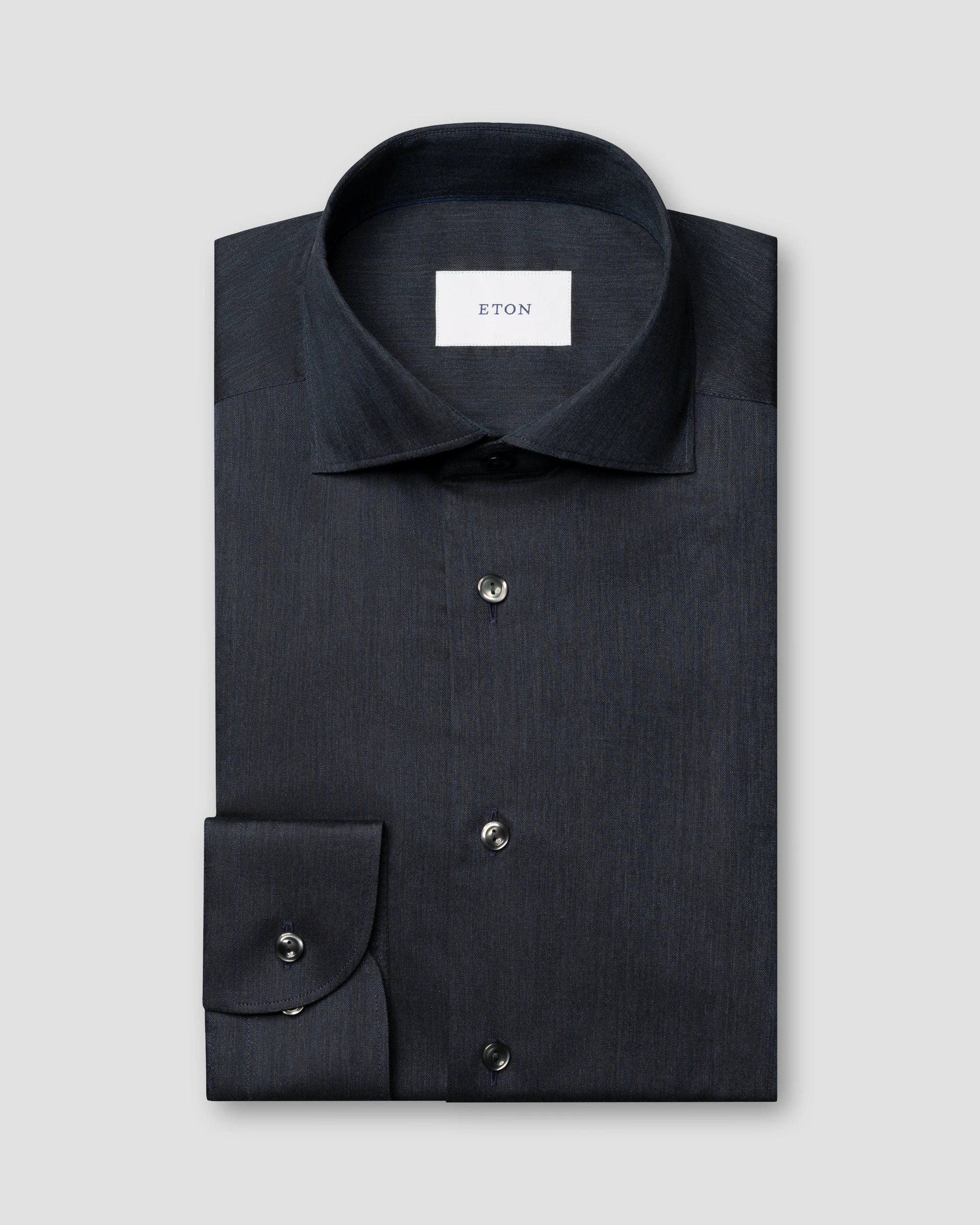 Solid Signature Flannel Shirt, Contemp, Navy Blue