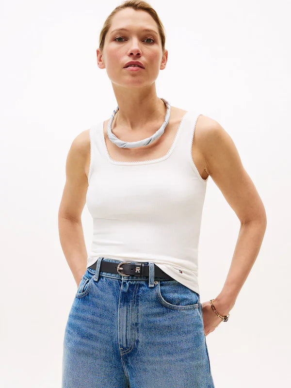 5X2 RIB SLIM SQUARE TOP, ECRU