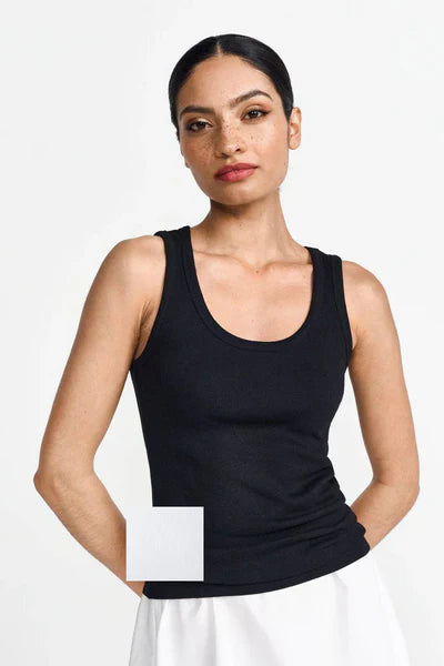 ORGANIC RIB TANK TOP, WHITE