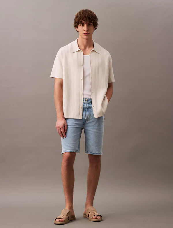 SS JACQUARD MESH SHIRT SWT, SILVER BIRCH