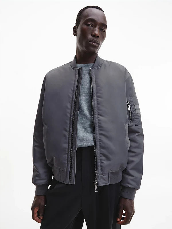 SATEEN HERO BOMBER JACKET, STEEL BLUE