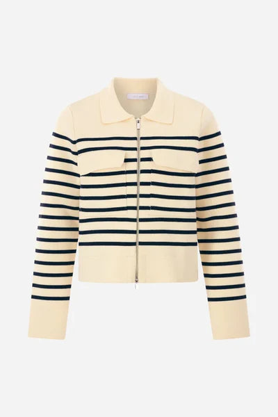 STRIPED KNIT CARDIGAN, PEARL WHITE