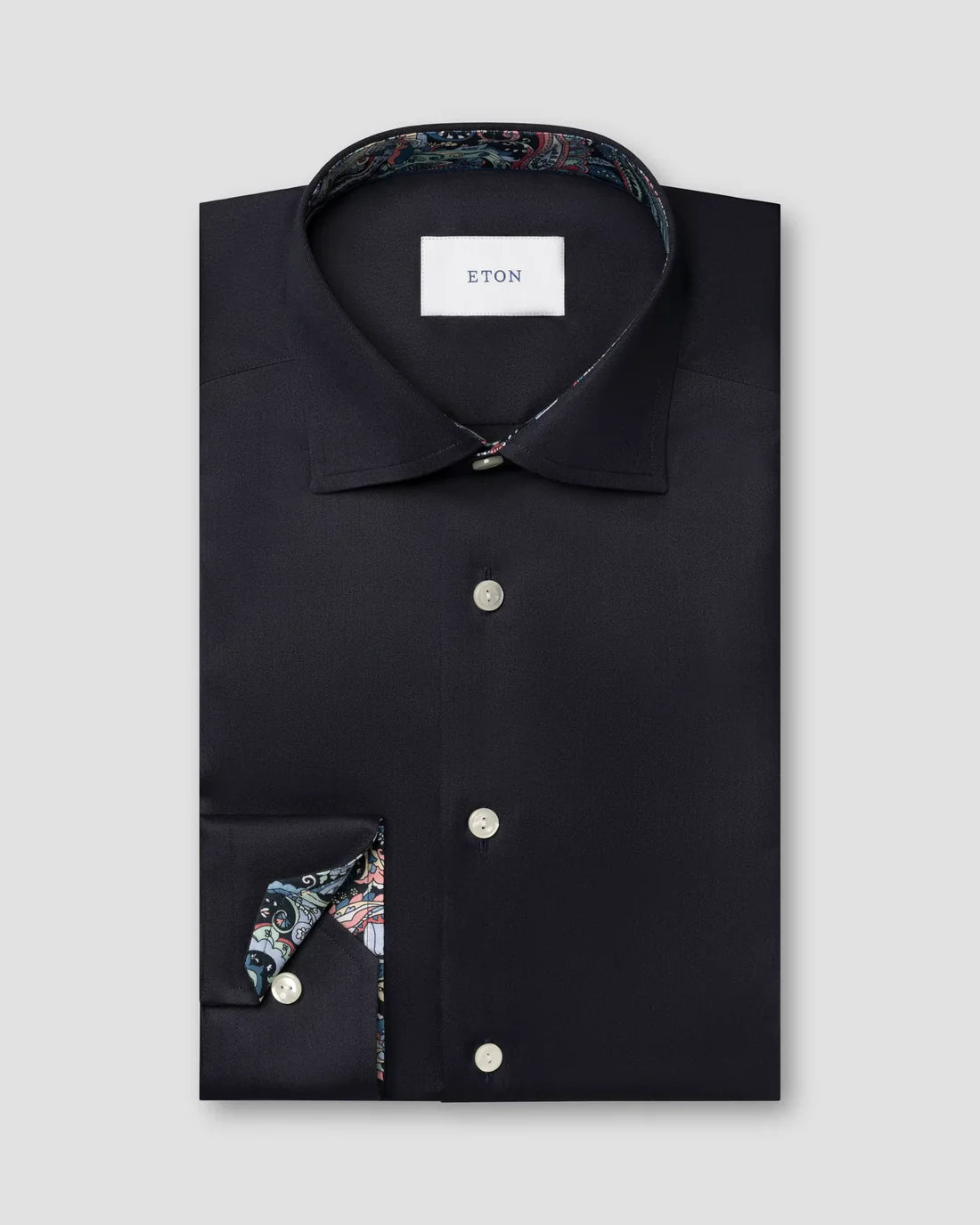 SIGNATURE TWILL PAISLEY EFFECT SHIRT, SLIM, NAVY BLUE