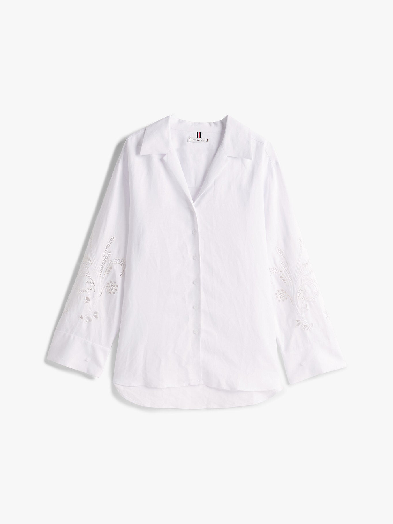 Broderie Anglaise Linen Shirt, Optic White