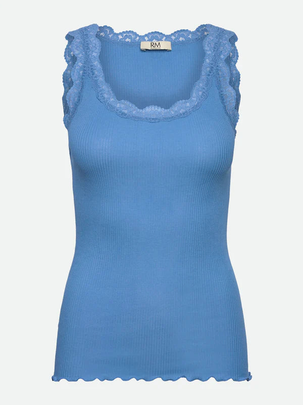 RWBalta Modal SL Lace U Neck top, Azure Blue