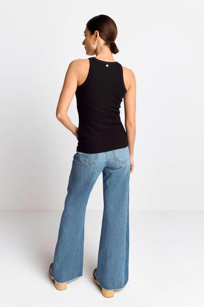 Organic Rib Top Branded, Black