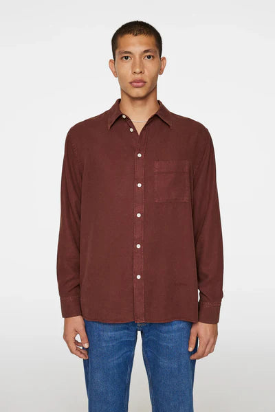 REG STRUCT GMD TENCEL SHIRT, BITTER CHOCOLATE