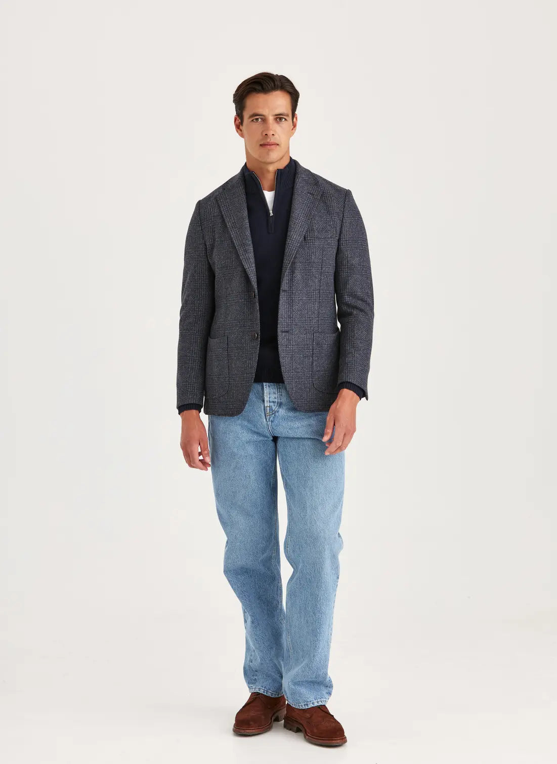 JERSEY WOOL CASUAL JACKET, NAVY