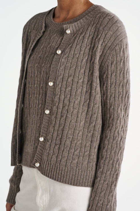 ODESSA CARDIGAN, BROWNSTONE