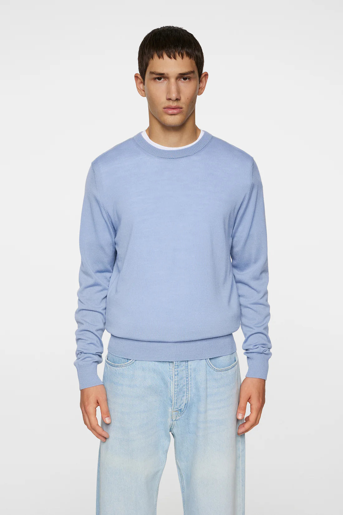 Keane Light Merino Crew Neck, Rain Washed