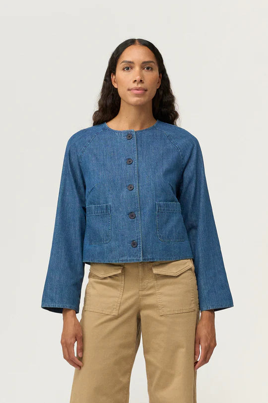 PD-Georgia Denim Jacket, Mid Blue