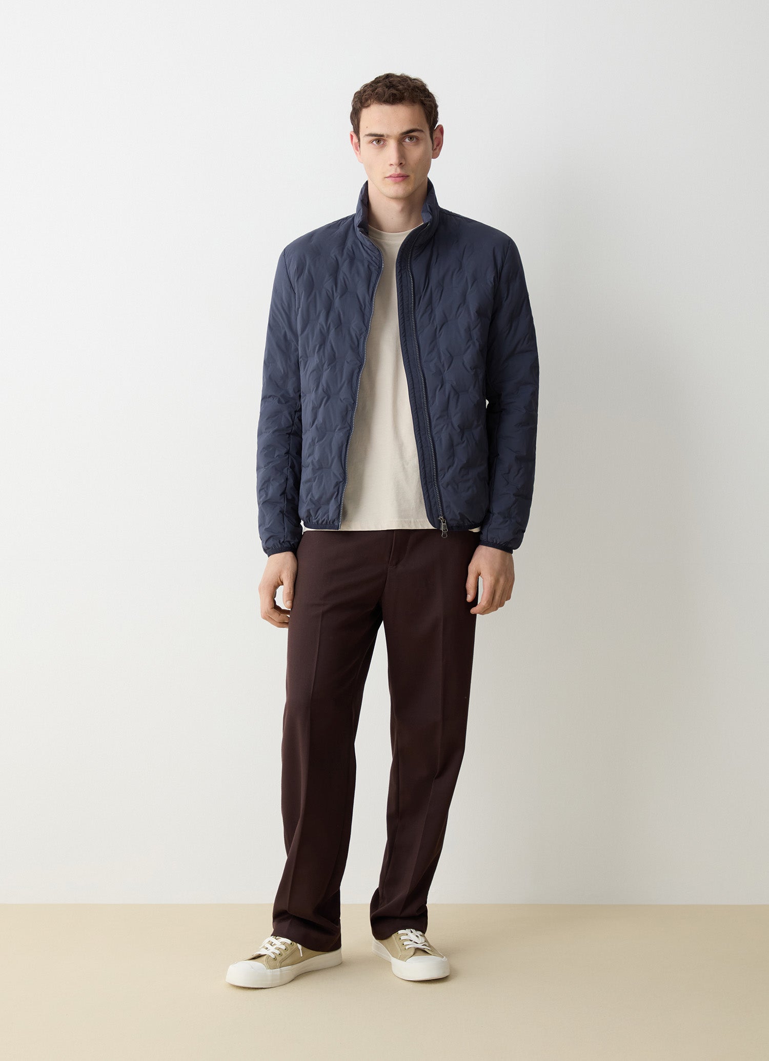 Quilted Jacket w/ Padded Collar, Navy