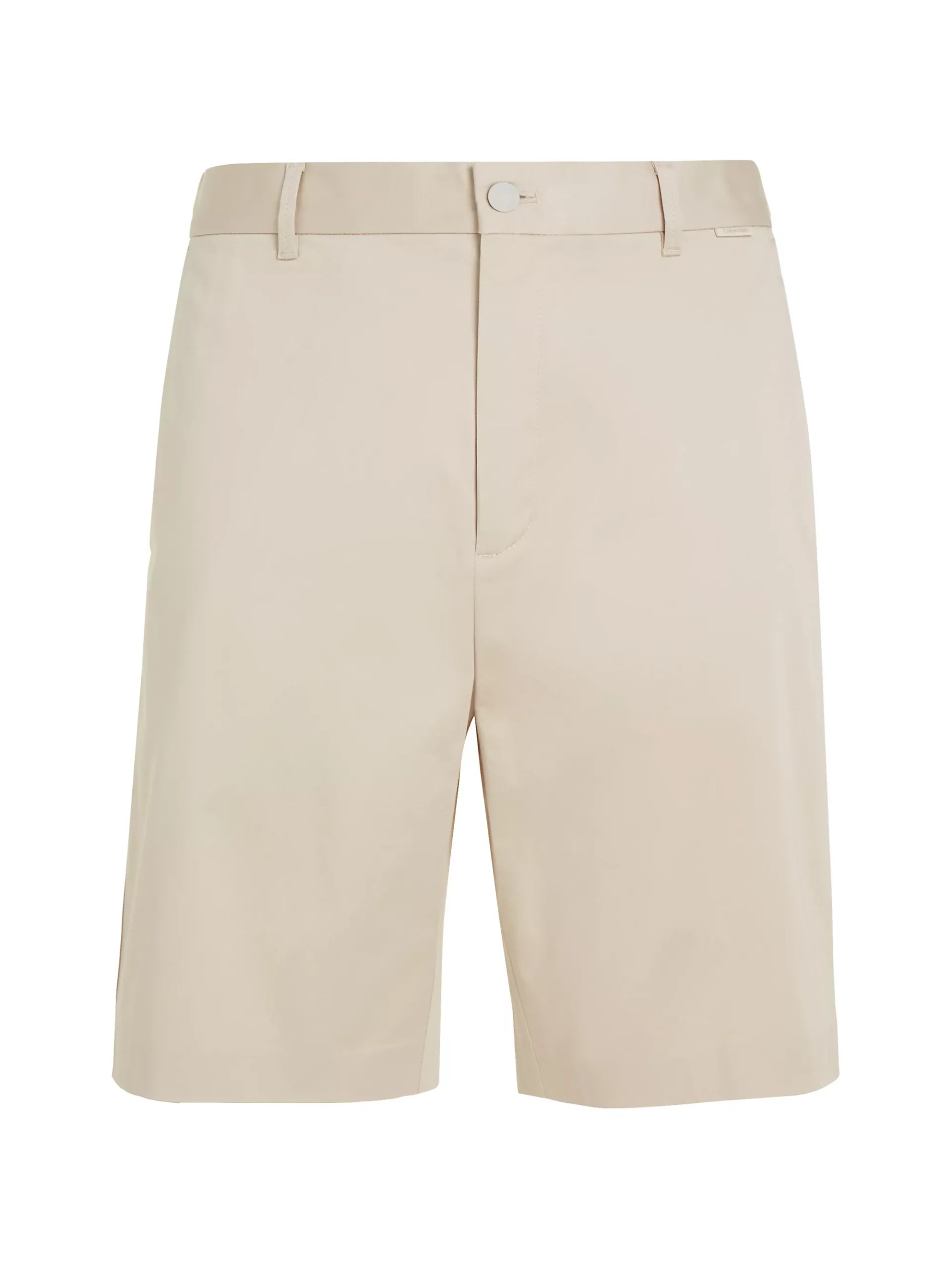 Sateen Stretch Regular Straight Pants, Stony Beige