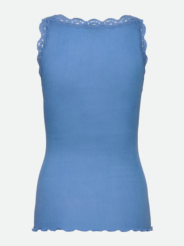 RWBalta Modal SL Lace U Neck top, Azure Blue