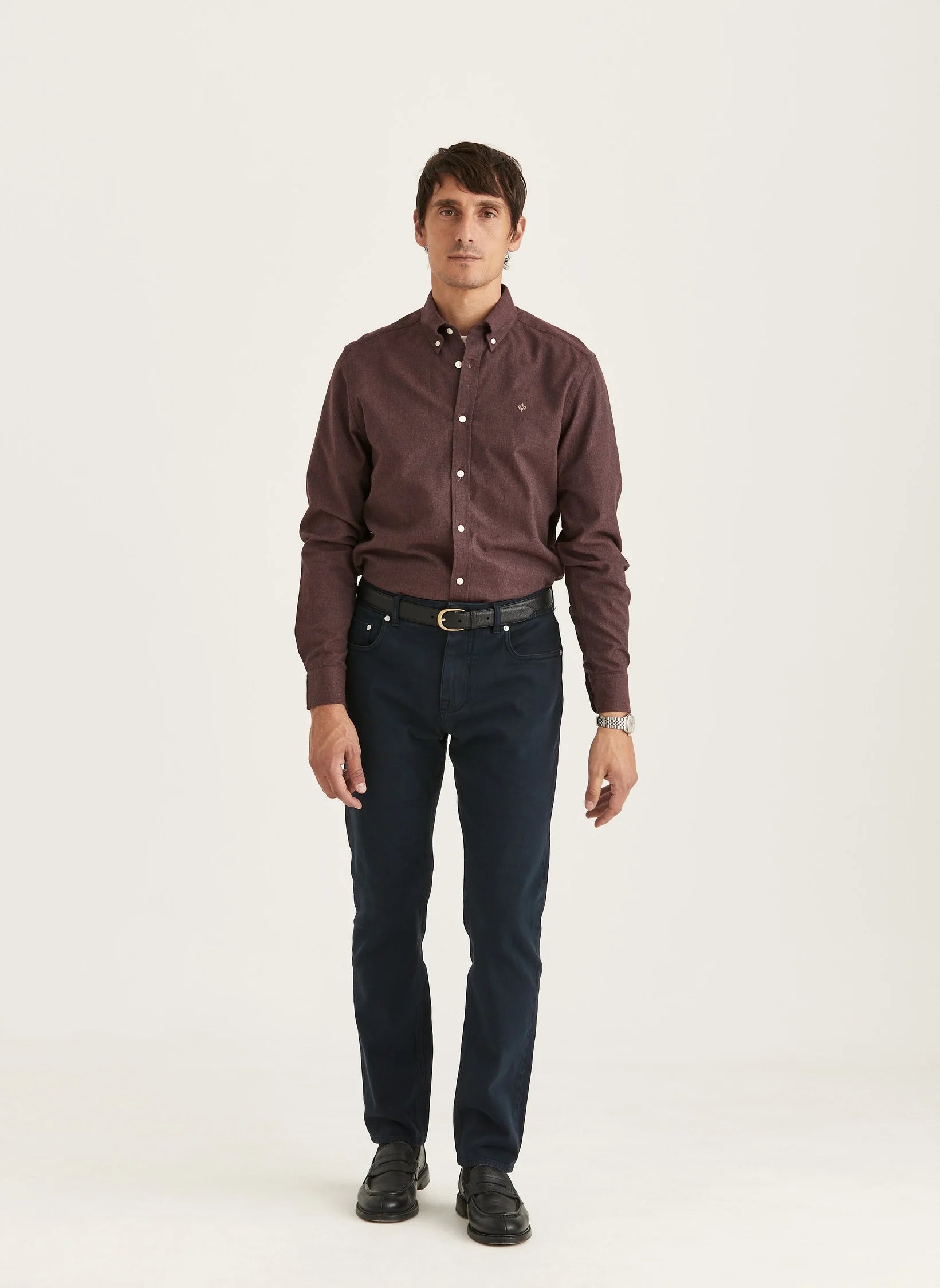 Watts Flannel Shirt, Slim fit, Wine red