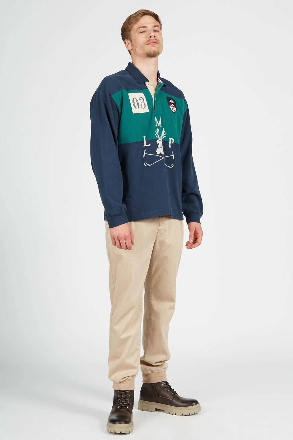 Man polo L/S jersey, navy