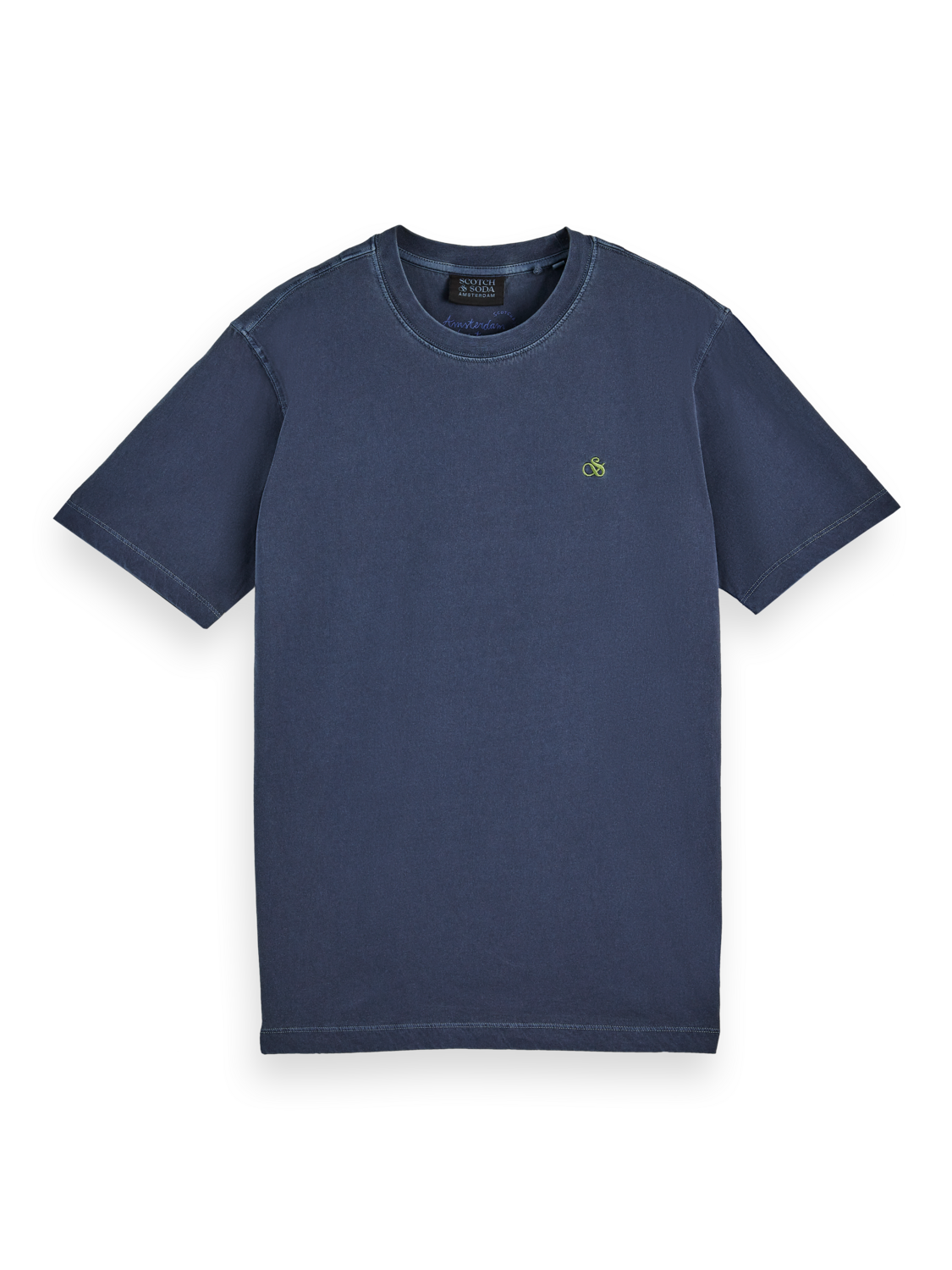 Garment-dyed logo crewneck T-shirt, blue