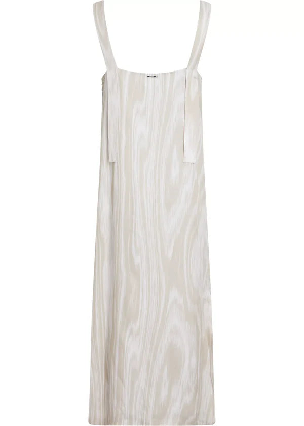 WOOD GRAIN TWILL MID DRESS, PEYOTE