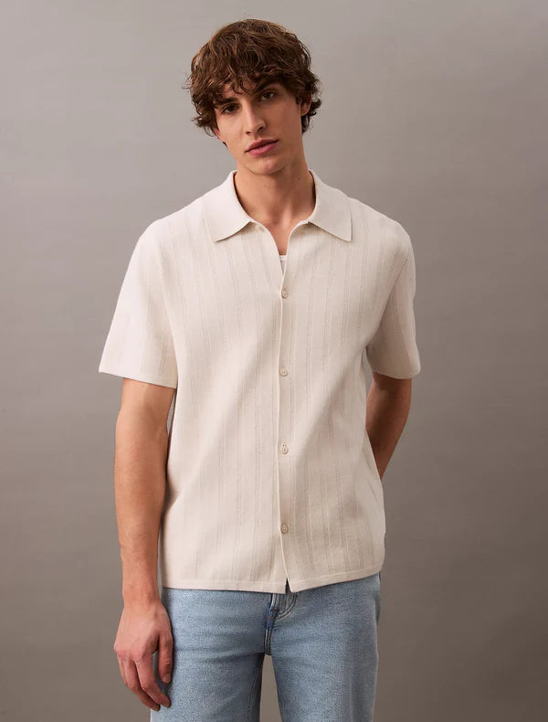 SS JACQUARD MESH SHIRT SWT, SILVER BIRCH