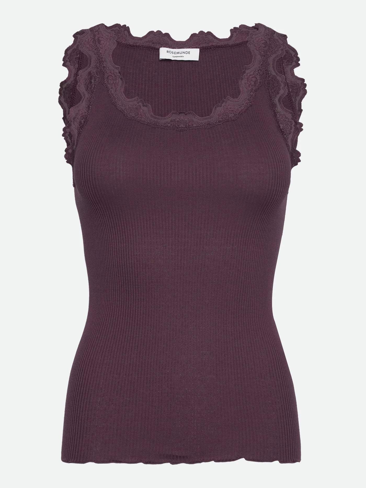 RWBabette Silk SL U-neck Long Lace Top, Plum Perfect