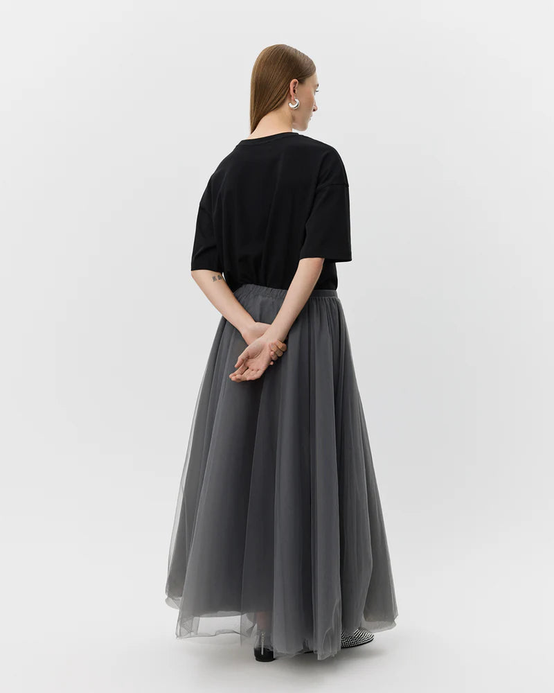 KAYLA MAXI SKIRT, STONE GREY