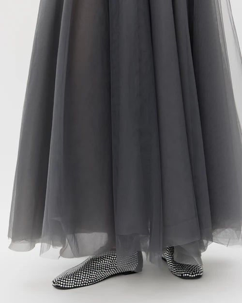 KAYLA MAXI SKIRT, STONE GREY