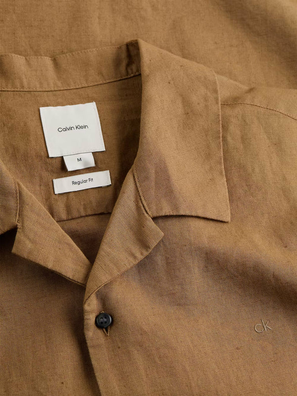 LINEN COTTON CUBAN SHIRT, NUTHATCH