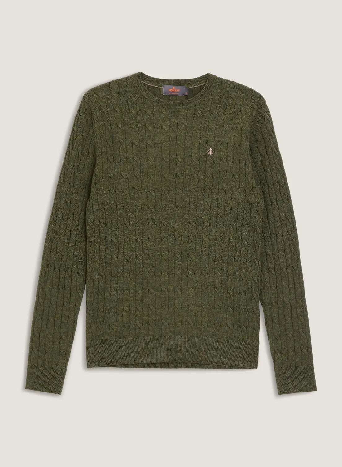 MERINO CABLE KNIT, OLIVEN