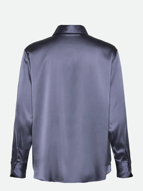 Jade Silk Shirt, True Navy
