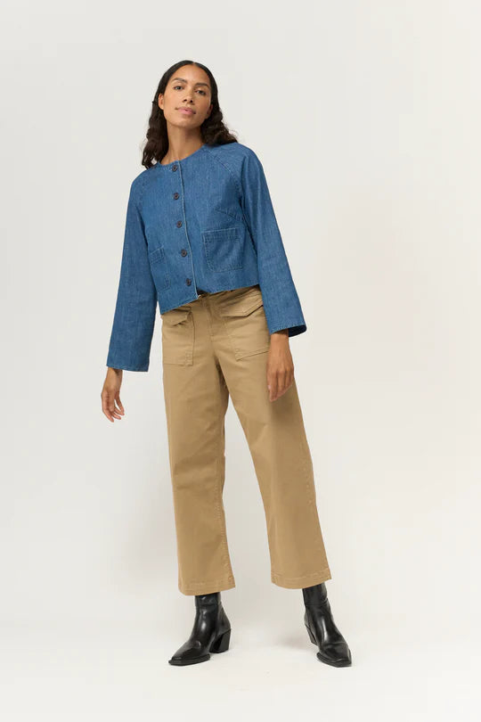 PD-Georgia Denim Jacket, Mid Blue