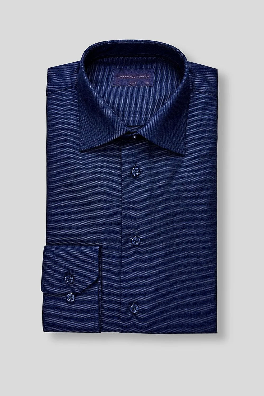 Den navyfarvede skjorte med struktur, Slim