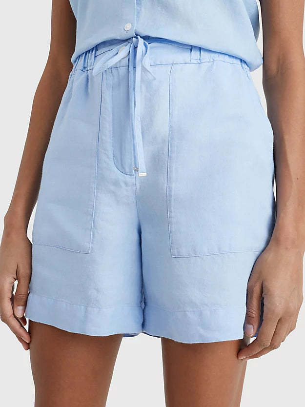 Casual linen shorts, vessel blue