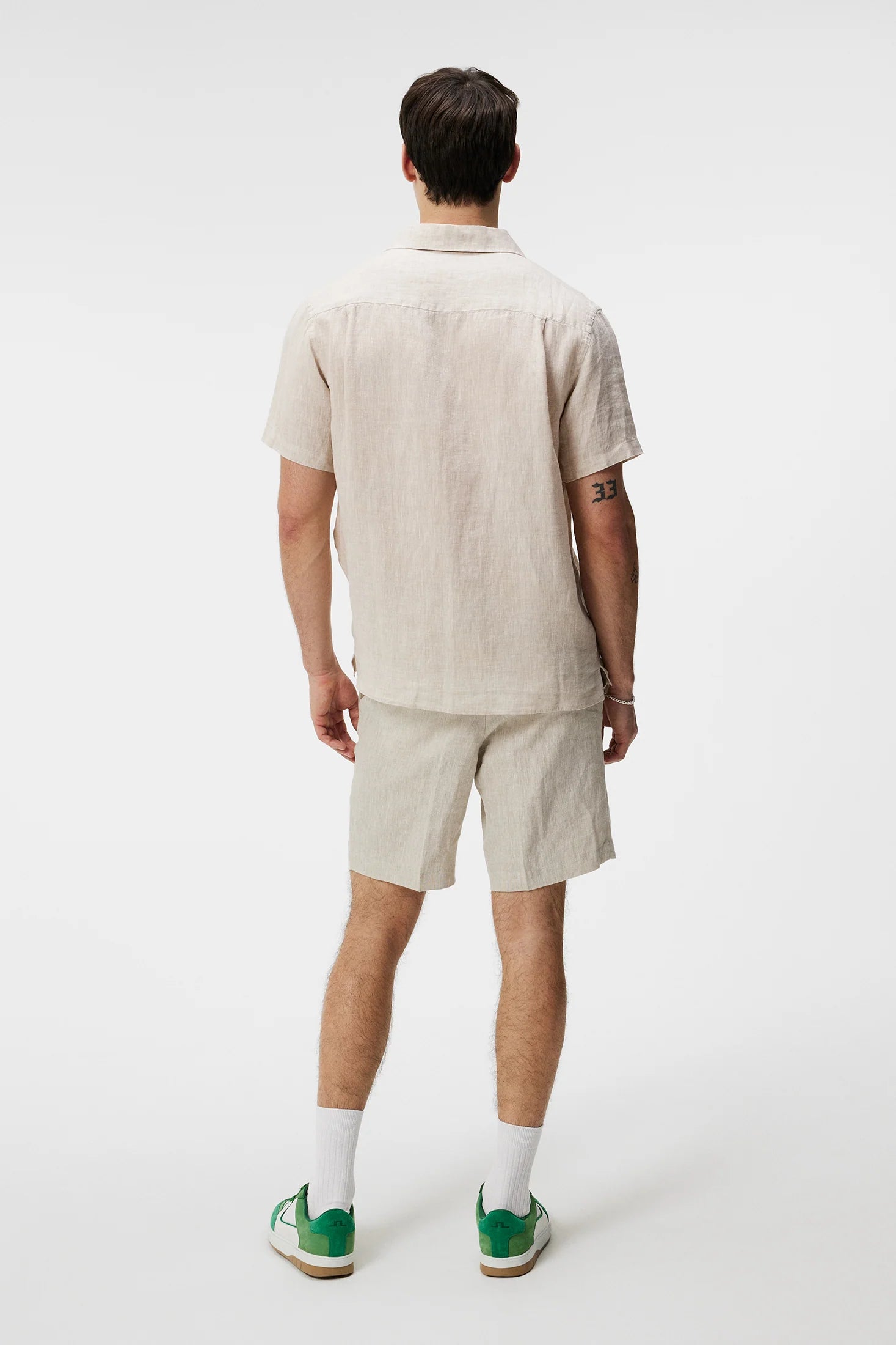 Elio Linen Melange Shirt, Safari Beige