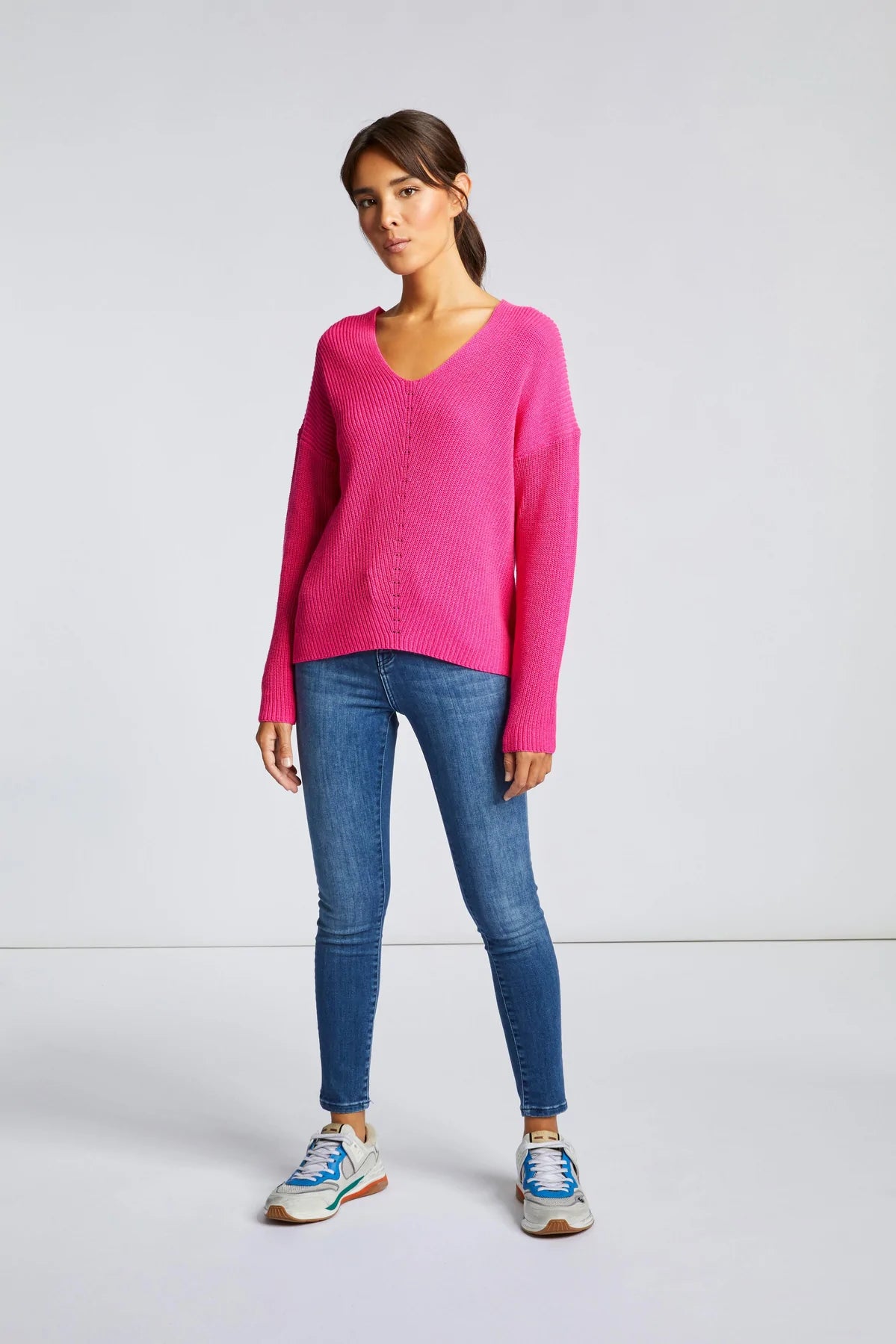 High waist jeans, blue satin