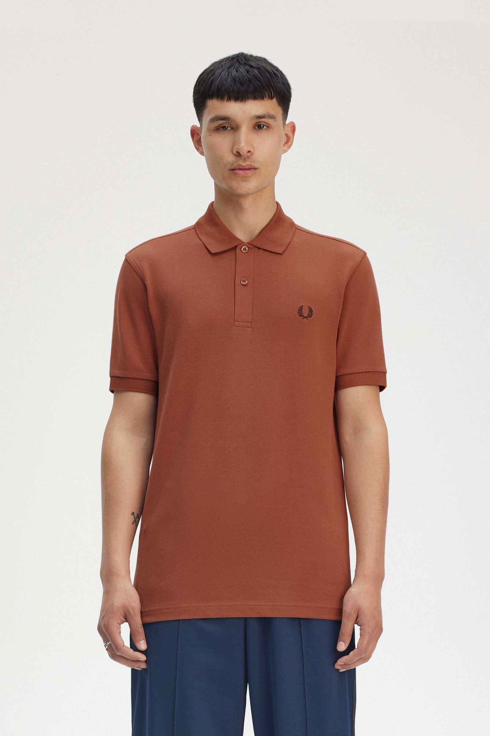 Plain Fred Perry Shirt, Cinnamon/Carrington Brick