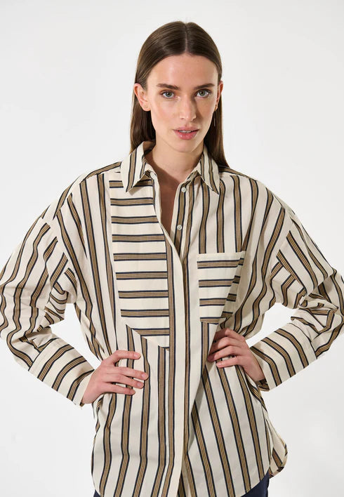 HALIMO SHIRT, CREAM STRIPE