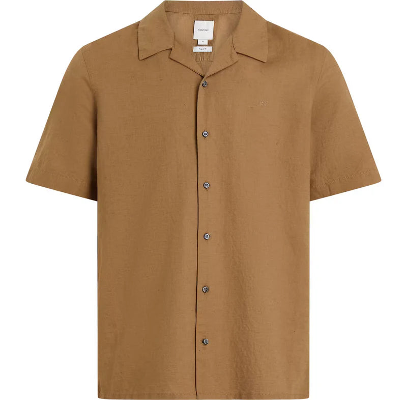 LINEN COTTON CUBAN SHIRT, NUTHATCH