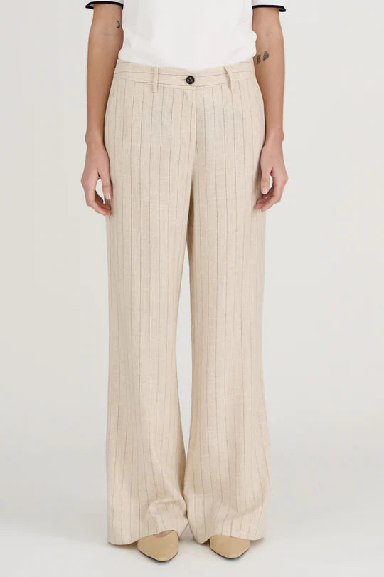 Nadine Pinstripe Linen Pant, Stripe