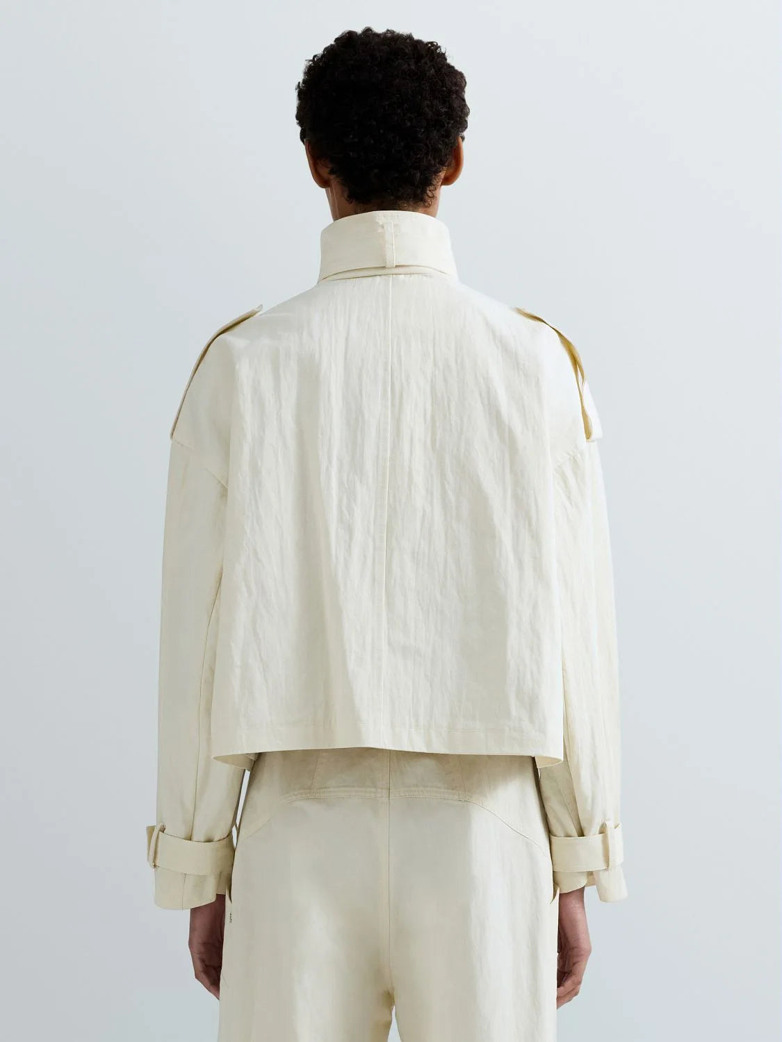 CROPPED TWILL TRENCH COAT, CHALK