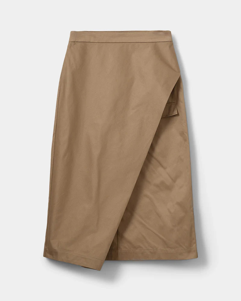 KATRINE MIDI WRAP SKIRT, CAMEL