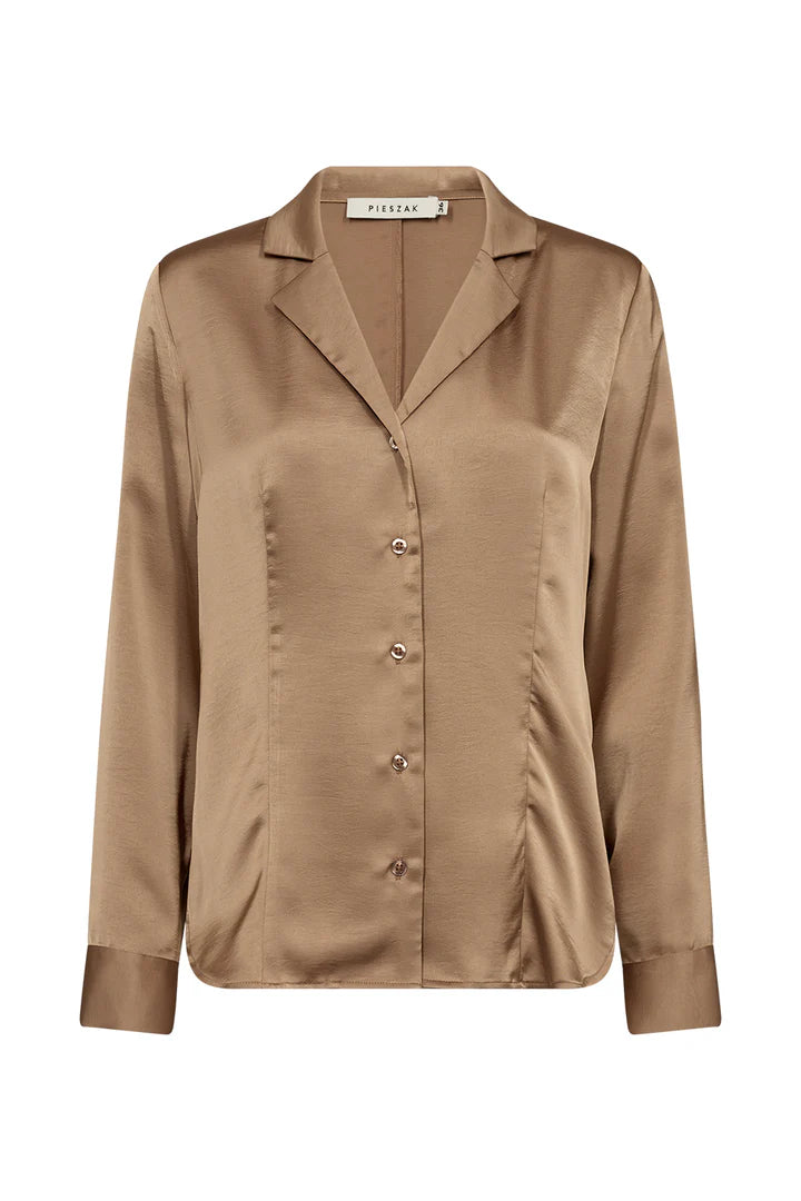 PD-Iris Satin Shirt, Camel