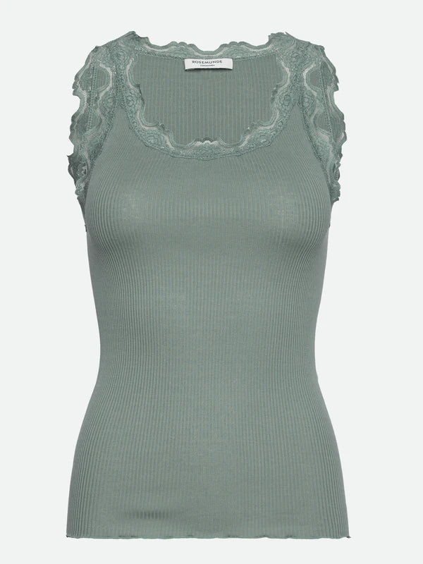 RWBabette Silk SL U-neck Long Lace Top, Chinois Green