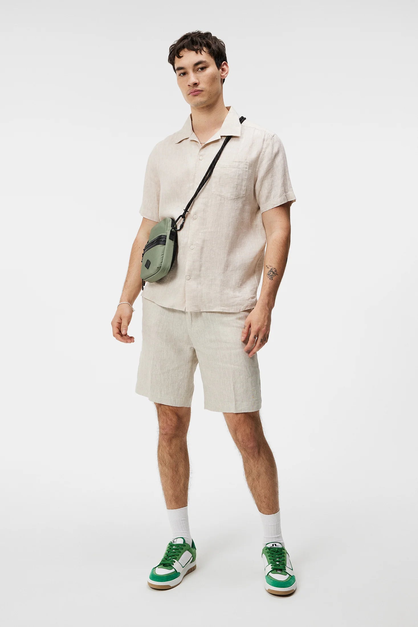 Elio Linen Melange Shirt, Safari Beige