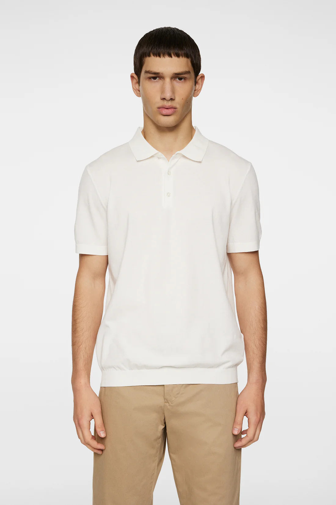 Ridge Knitted Polo, White