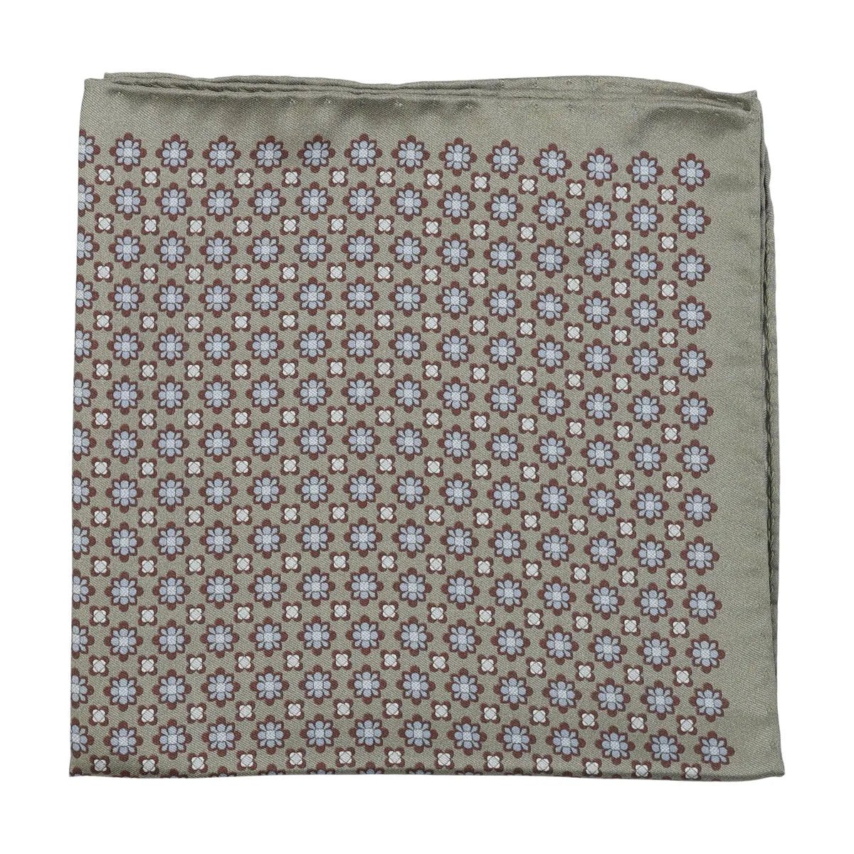 Flower Pattern Pocket Square, Olive