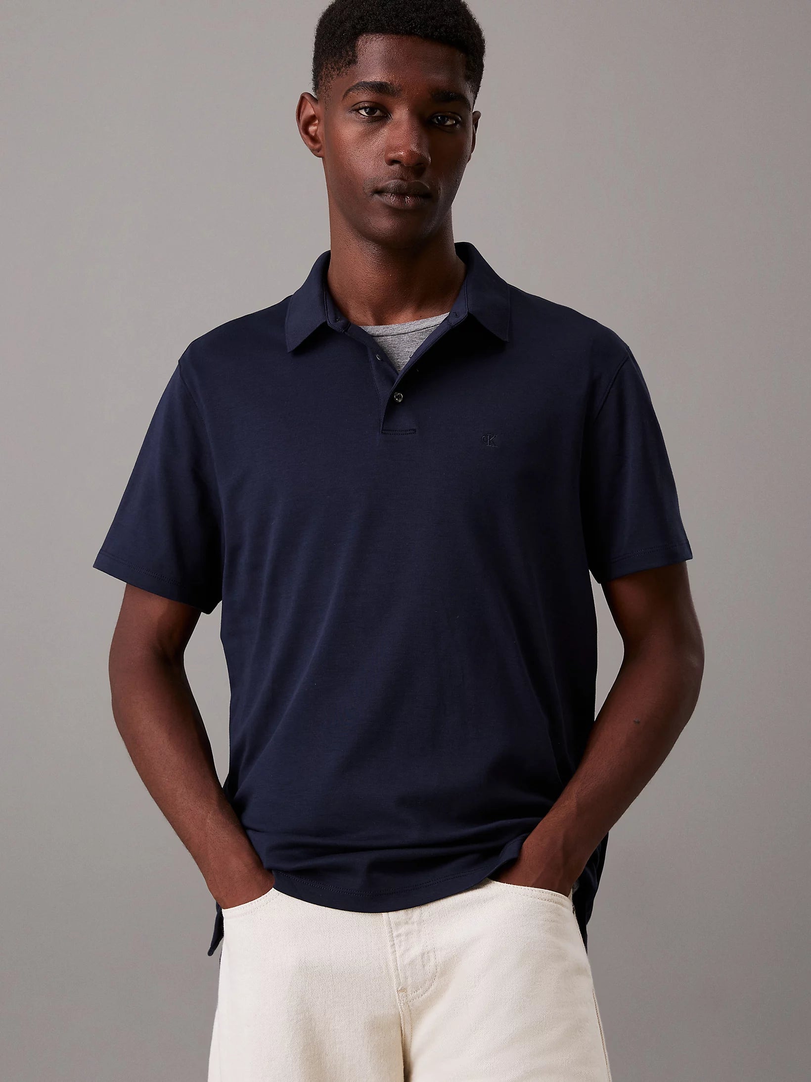 SS Supima Chest Emb Polo, Dark Sapphire