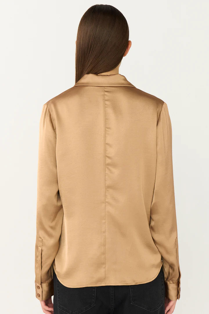 PD-Iris Satin Shirt, Camel