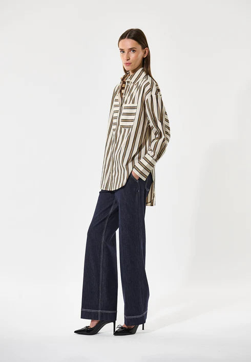 HALIMO SHIRT, CREAM STRIPE